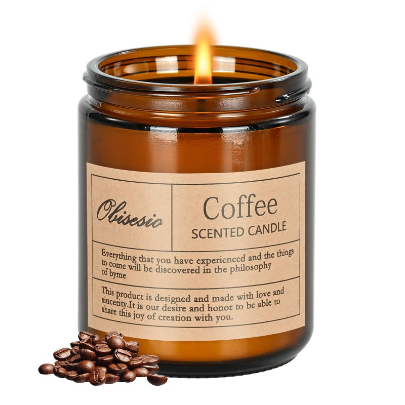 Obisesio Scented Coffee Candle, Candles for Home Scented, Candles Clearance for Women, Aromatherapy Jar Candles Gift for Home(Amber Jar, Coffee) - Image 1